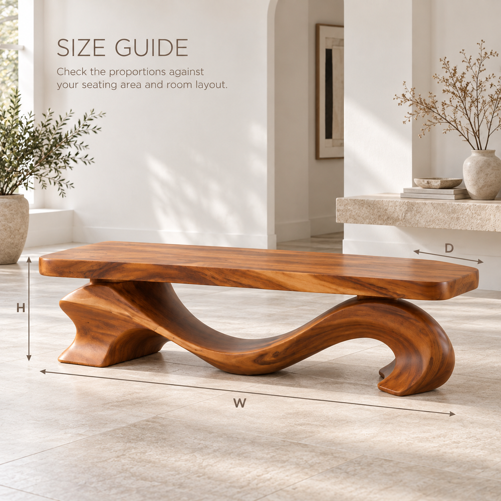 Brielle Sculptural Solid Wood Coffee Table - Design 345 - product detail and styling view 7