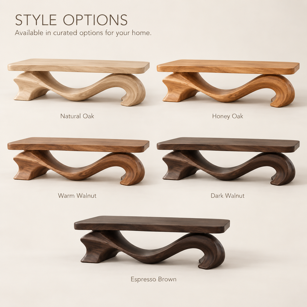 Brielle Sculptural Solid Wood Coffee Table - Design 345 - product detail and styling view 10
