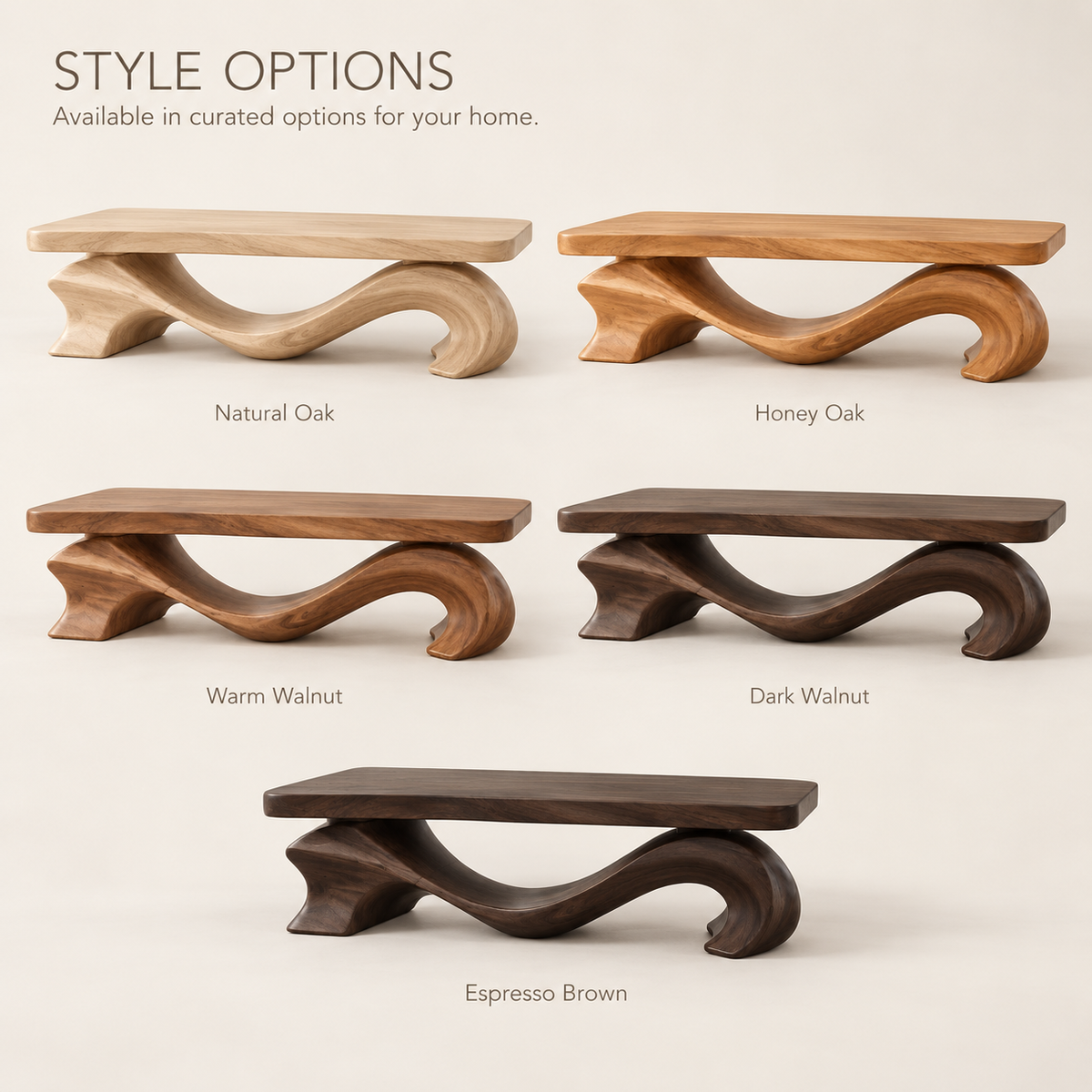 Brielle Sculptural Solid Wood Coffee Table - Design 345 - product detail and styling view 10