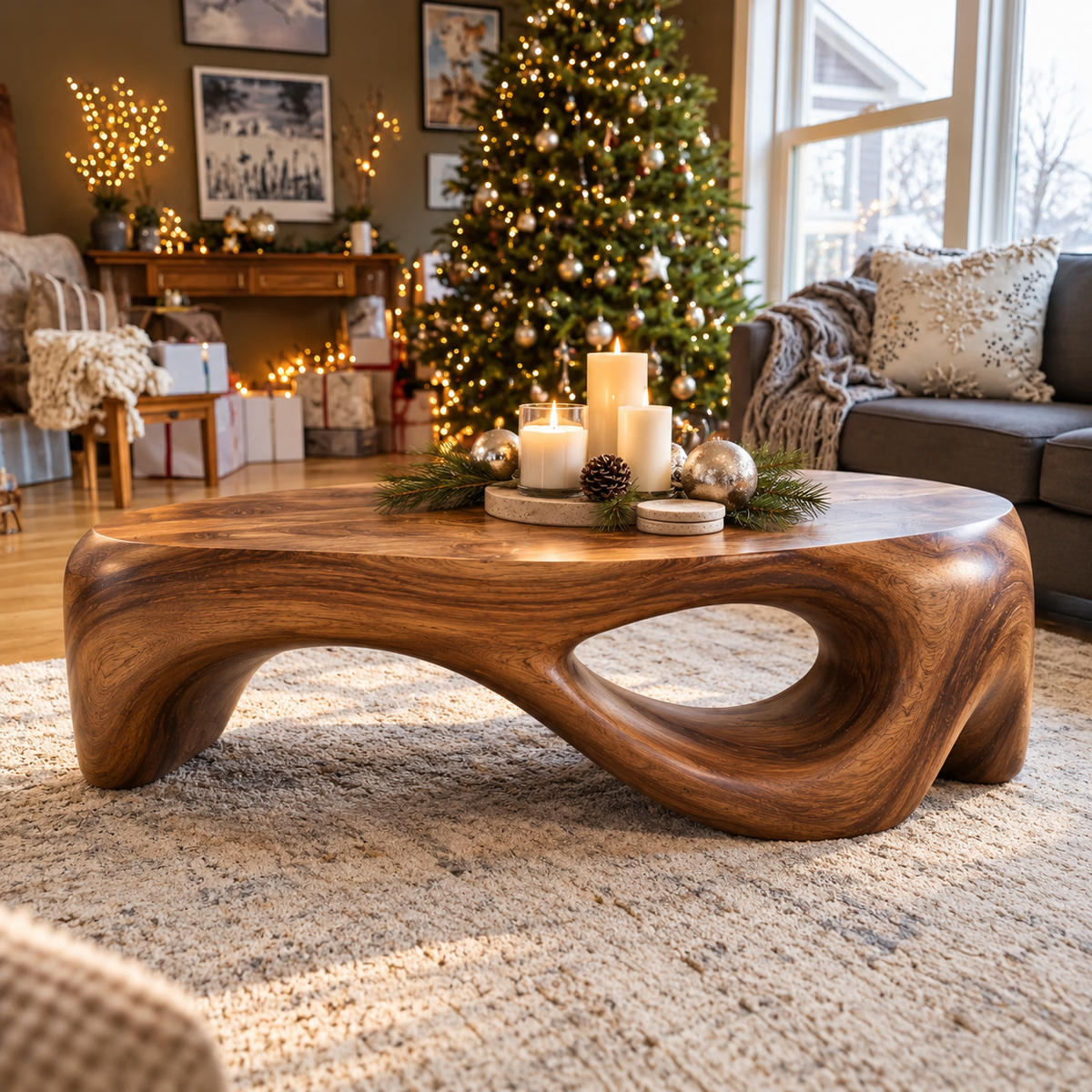 Orin Sculptural Solid Wood Coffee Table - Design 346 - main view