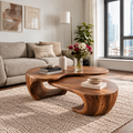Mira Sculptural Solid Wood Coffee Table Set - Design 349 - main view