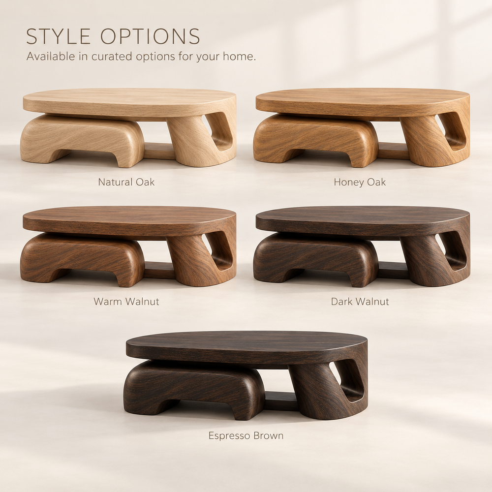 Talia Sculptural Solid Wood Coffee Table - Design 350 - product detail and styling view 10