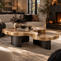 Celine Sculptural Solid Wood Coffee Table Set - Design 353 - main view