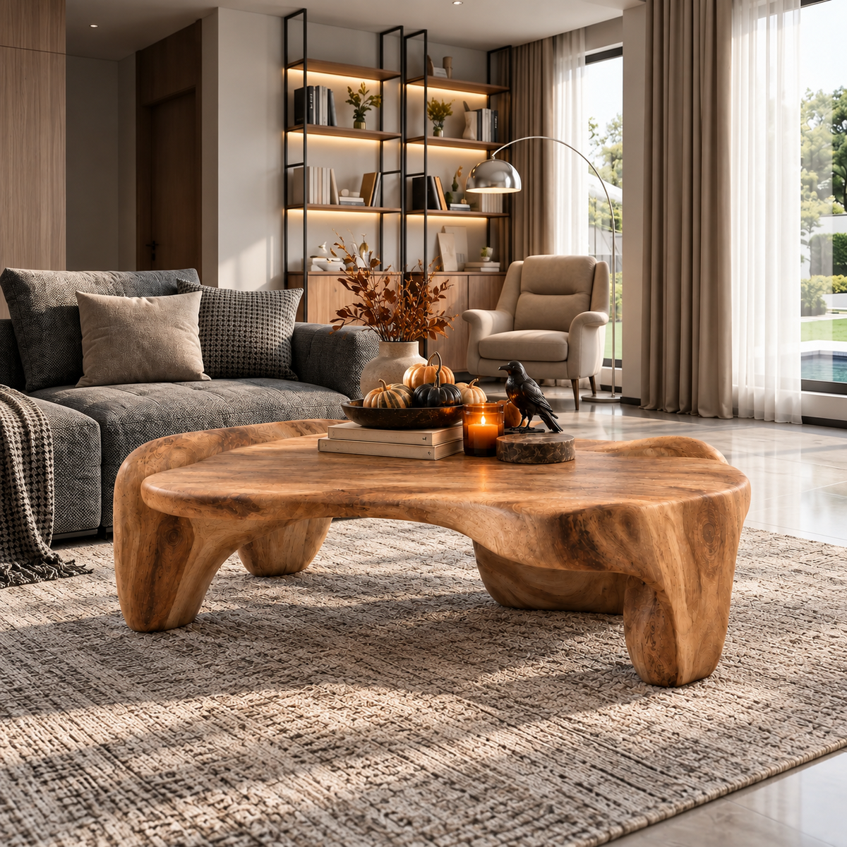 Remy Sculptural Solid Wood Coffee Table - Design 357 - main view