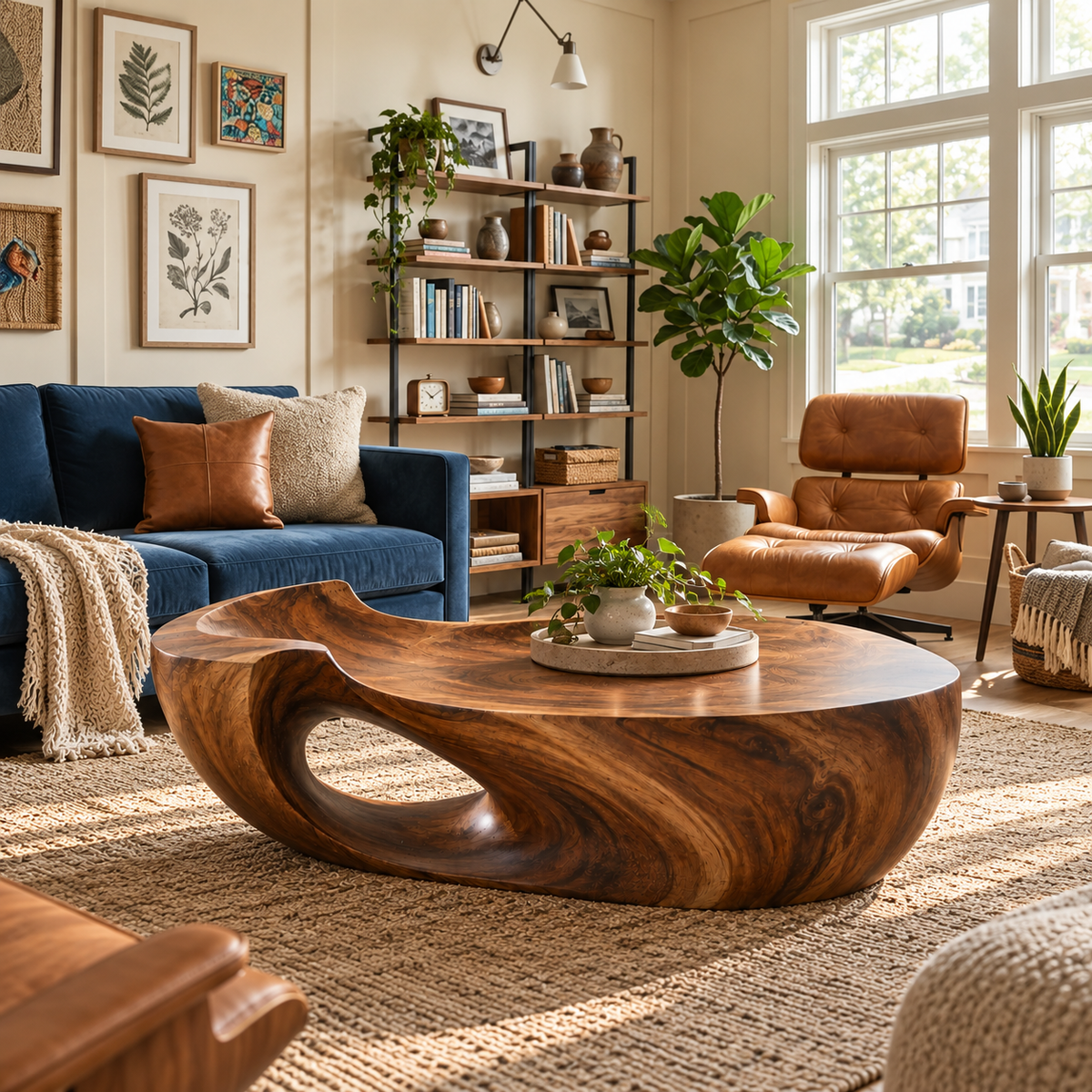 Maren Sculptural Solid Wood Coffee Table - Design 359 - main view