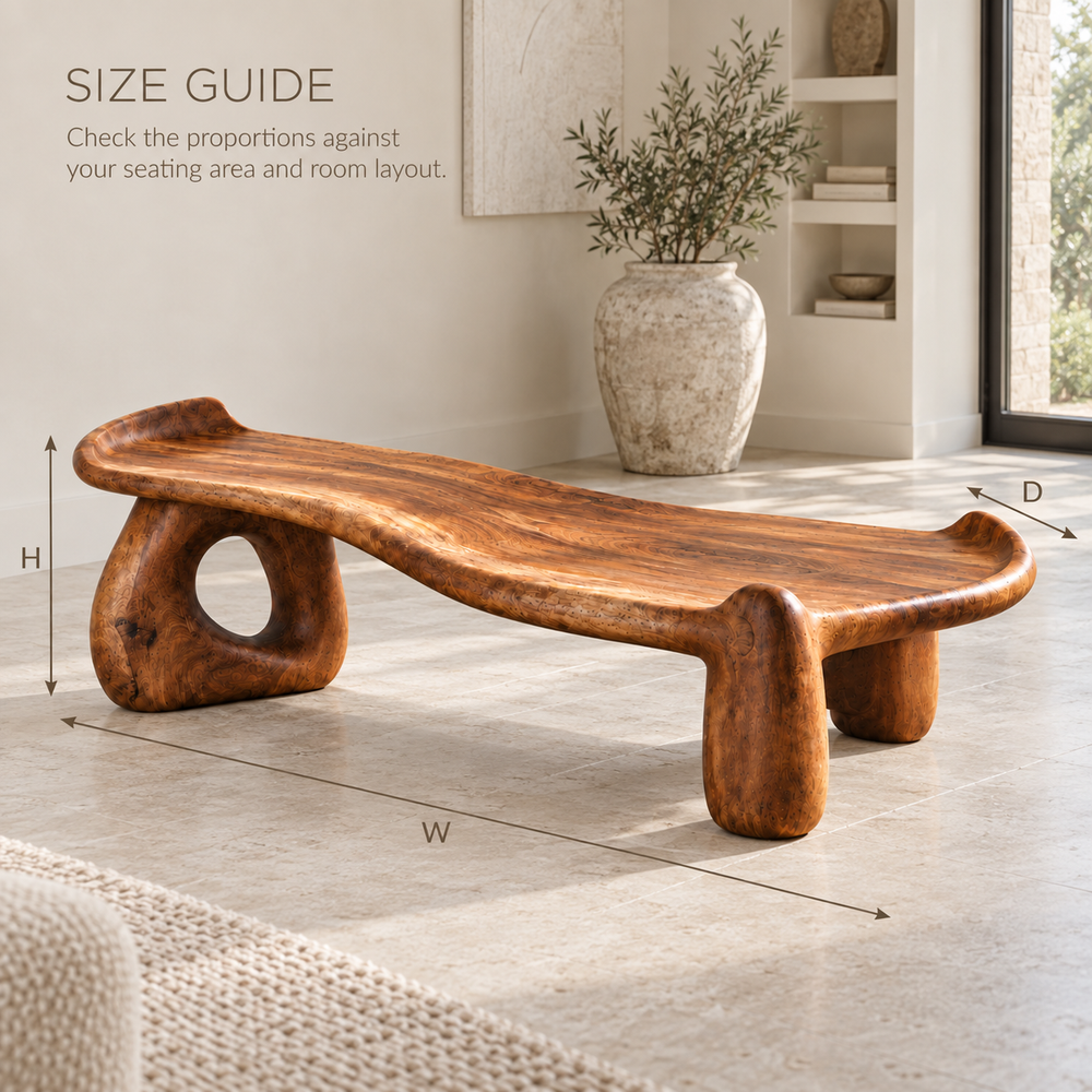 Solene Sculptural Solid Wood Coffee Table - Design 360 - product detail and styling view 7