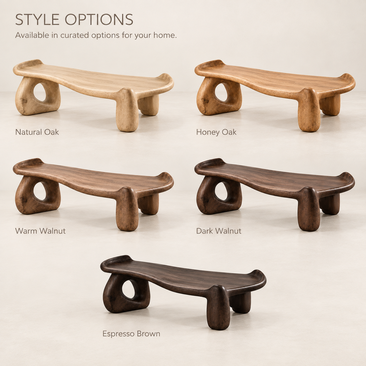 Solene Sculptural Solid Wood Coffee Table - Design 360 - product detail and styling view 10
