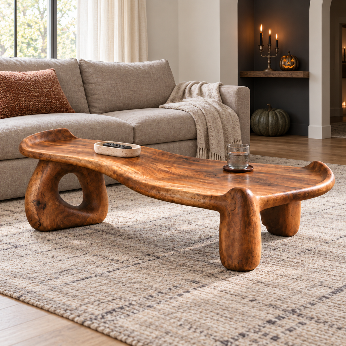 Solene Sculptural Solid Wood Coffee Table - Design 360 - main view