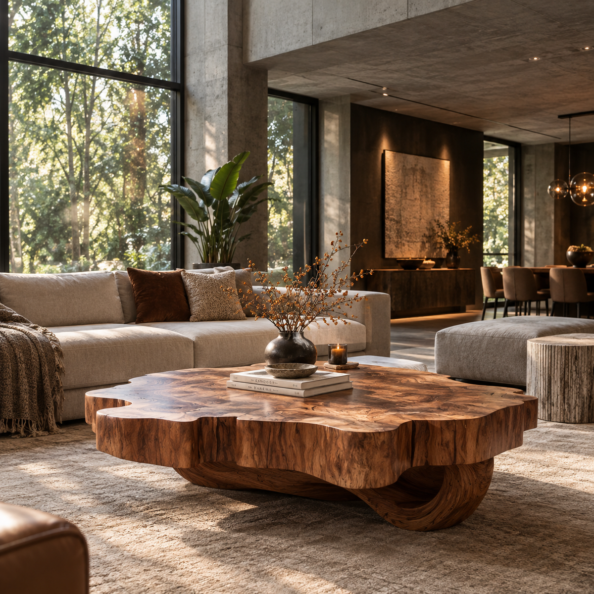 Cassian Sculptural Solid Wood Coffee Table - Design 363 - main view
