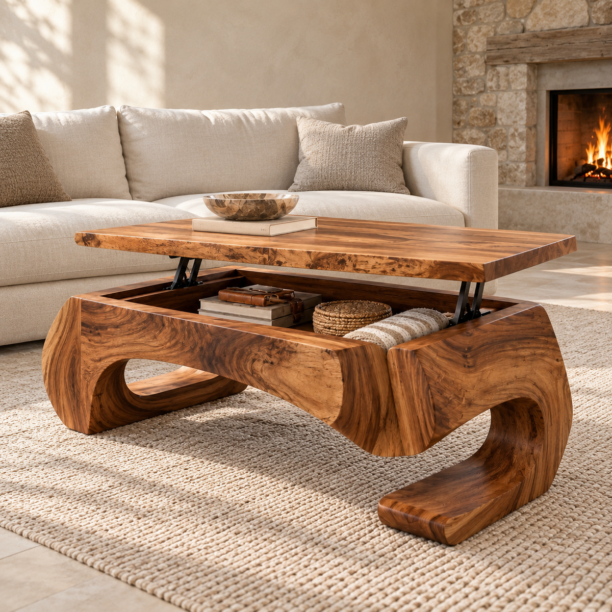 Evren Sculptural Solid Wood Coffee Table - Design 364 - main view