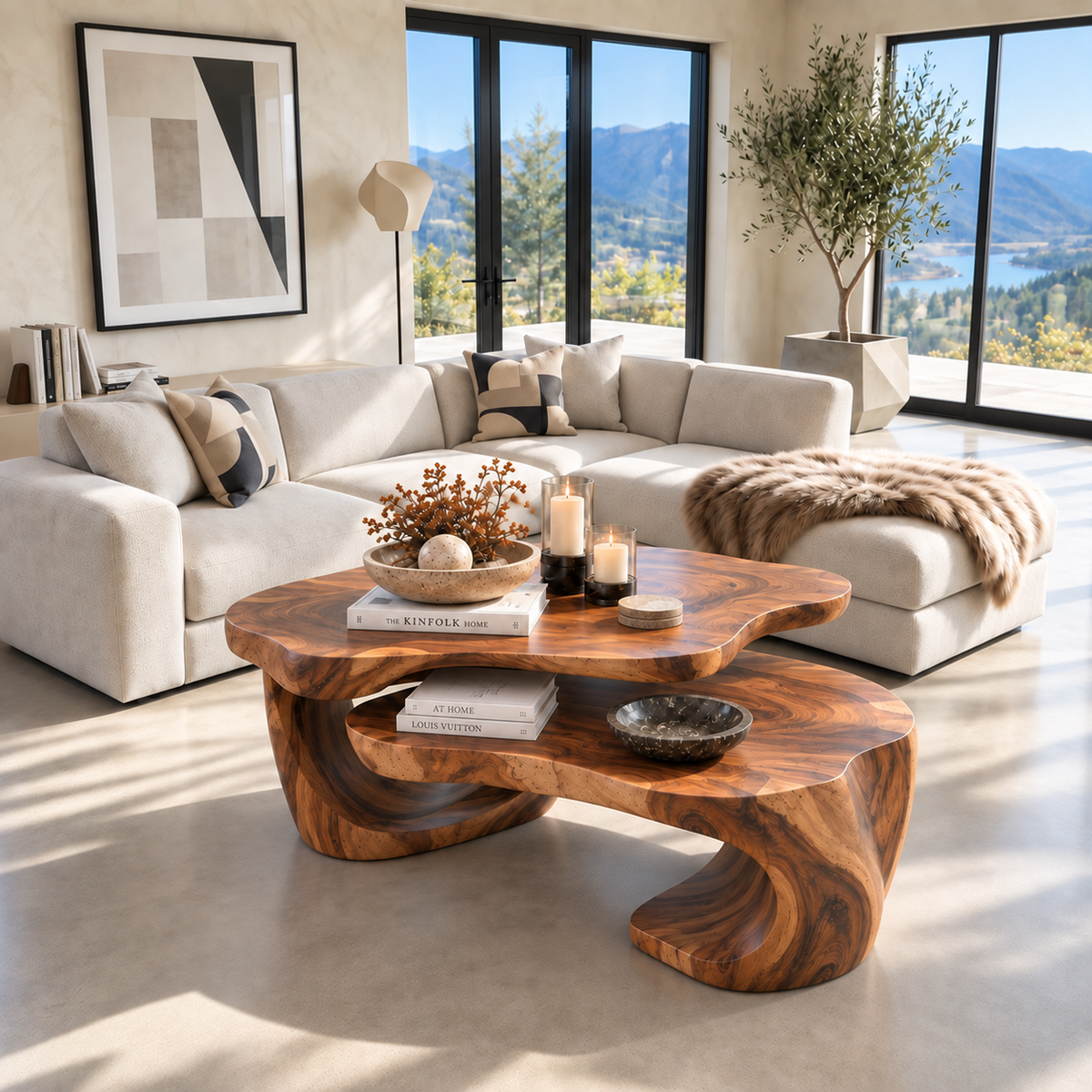 Noelle Sculptural Solid Wood Coffee Table Set - Design 365 - main view