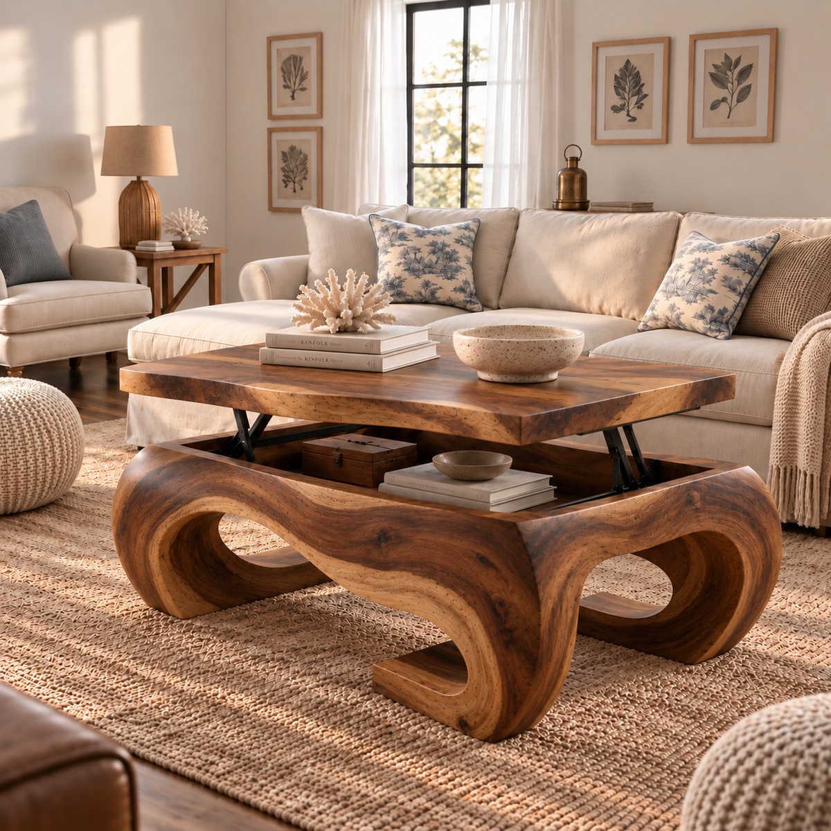 Elian Sculptural Solid Wood Coffee Table - Design 366 - main view