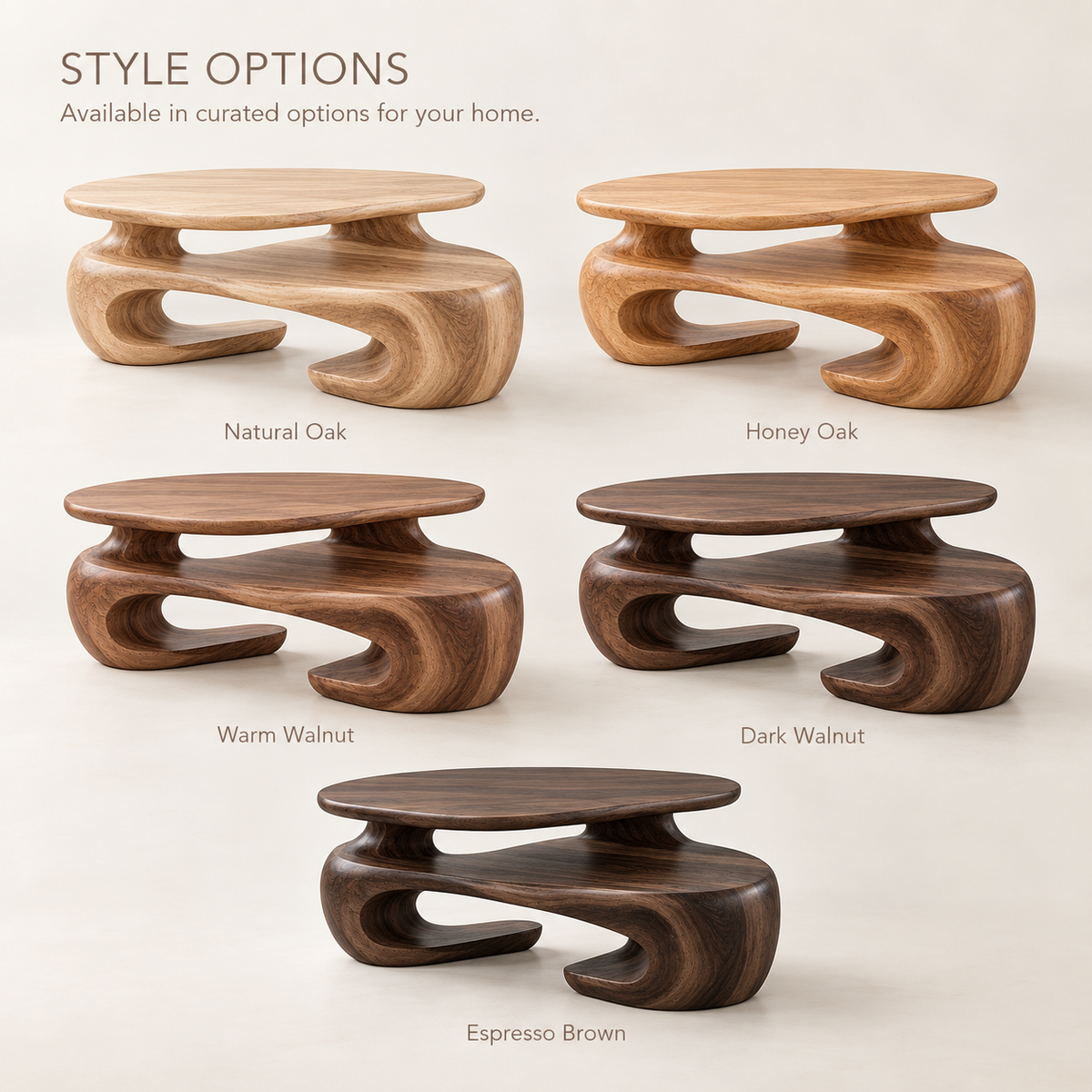 Seraph Sculptural Solid Wood Coffee Table - Design 367 - product detail and styling view 10