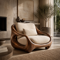 Alden Sculptural Natural Wood Lounge Chair - Design 019 - main view
