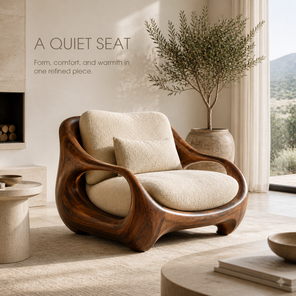 Alden Sculptural Natural Wood Lounge Chair - Design 019 - product image 02