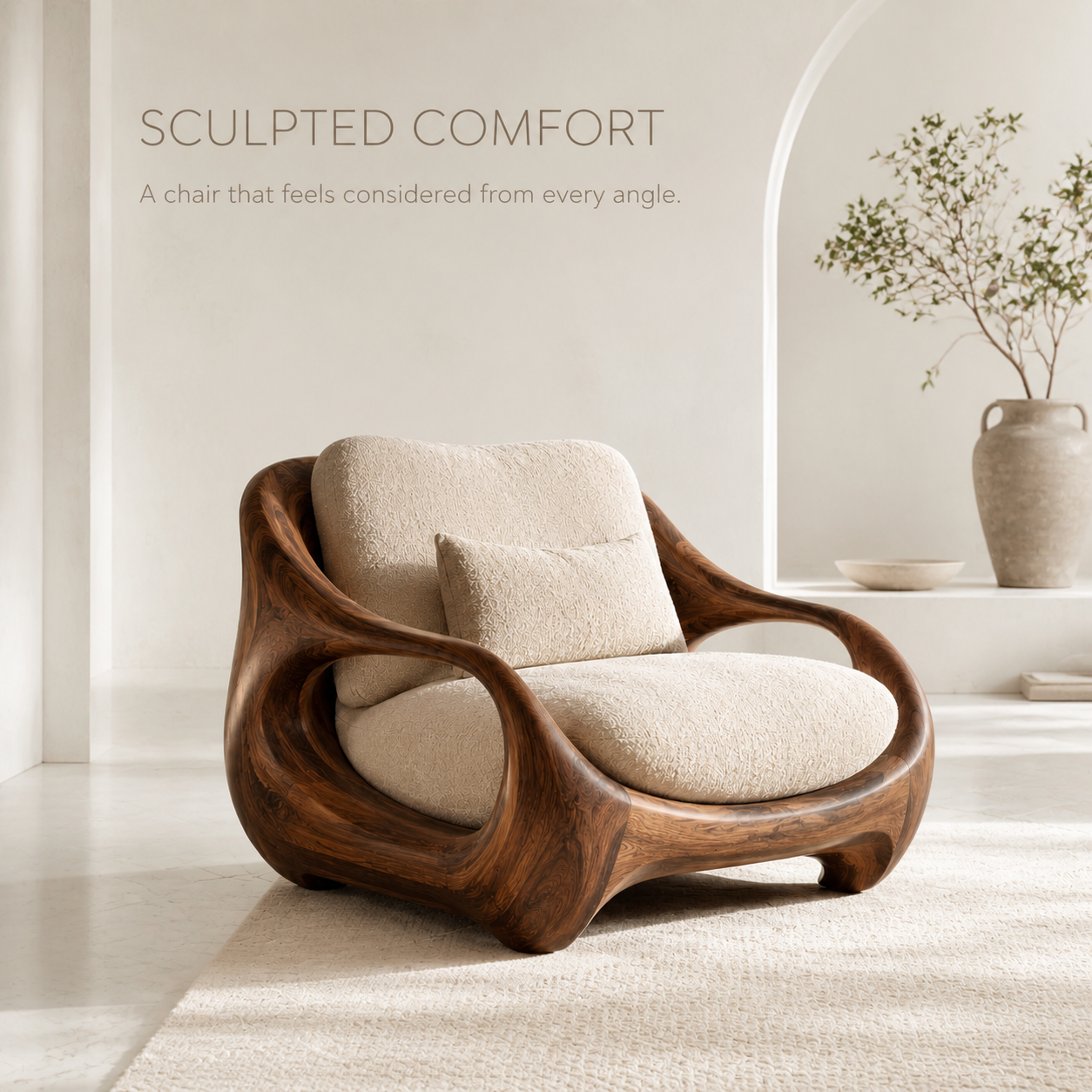 Alden Sculptural Natural Wood Lounge Chair - Design 019 - product image 03