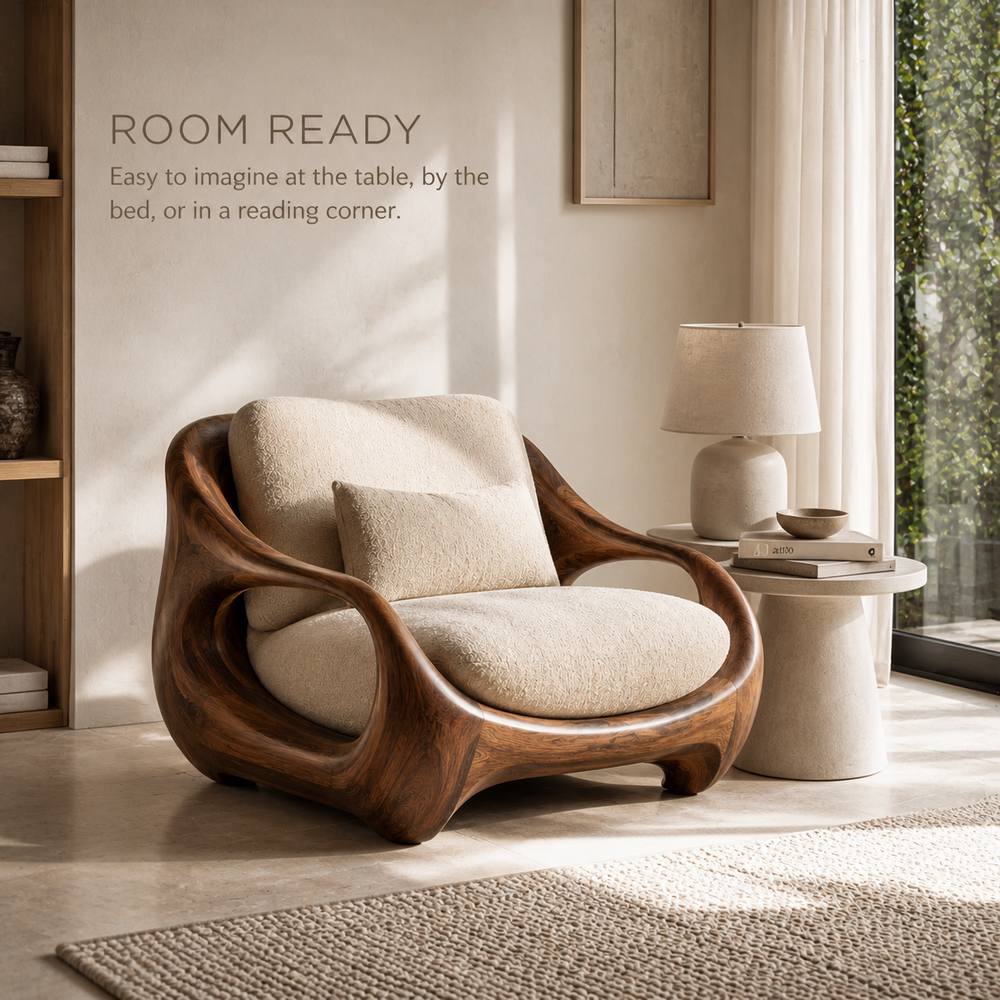 Alden Sculptural Natural Wood Lounge Chair - Design 019 - product image 04