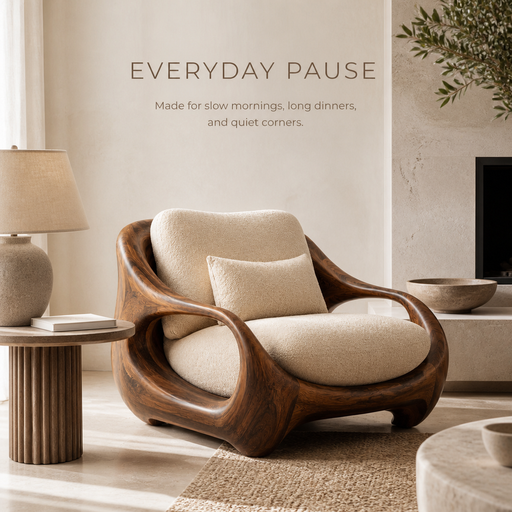 Alden Sculptural Natural Wood Lounge Chair - Design 019 - product image 07