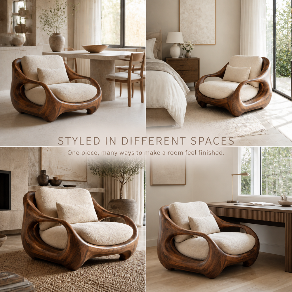 Alden Sculptural Natural Wood Lounge Chair - Design 019 - product image 10