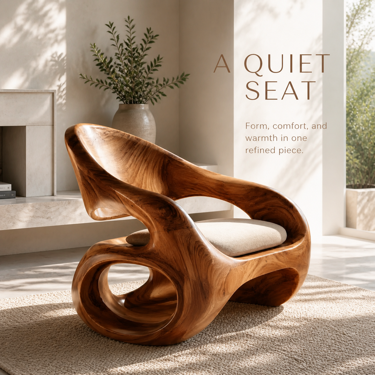 Alden Sculptural Natural Wood Lounge Chair - Design 020 - product image 02