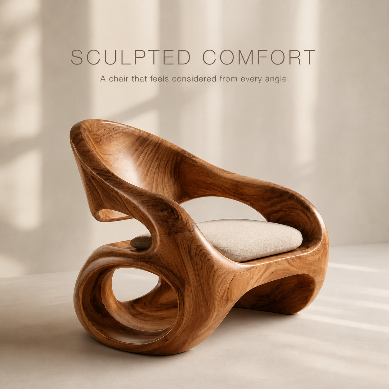 Alden Sculptural Natural Wood Lounge Chair - Design 020 - product image 03