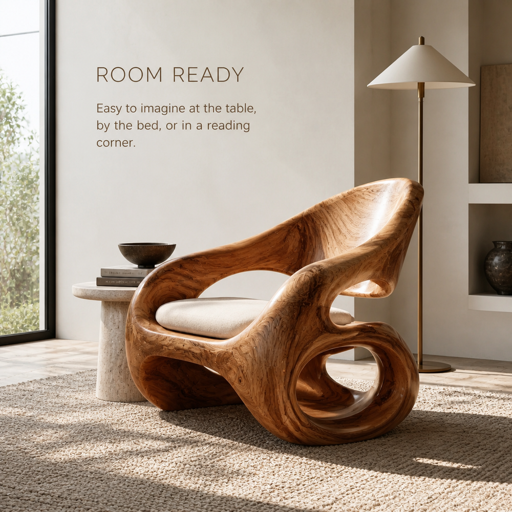 Alden Sculptural Natural Wood Lounge Chair - Design 020 - product image 04