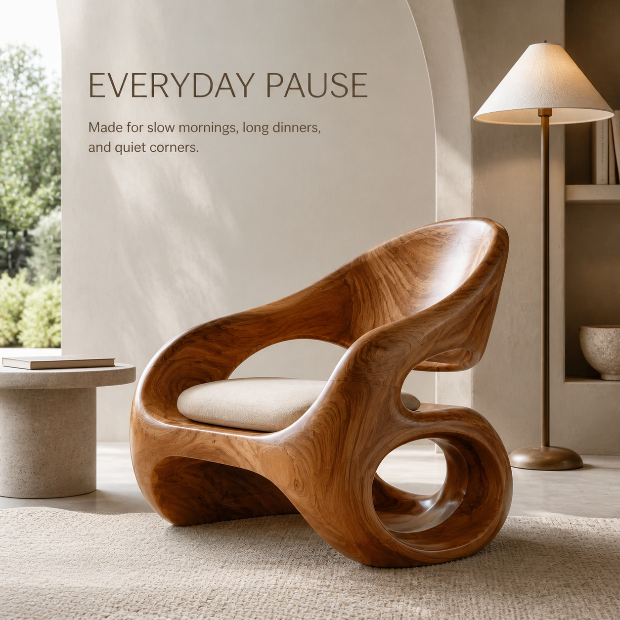 Alden Sculptural Natural Wood Lounge Chair - Design 020 - product image 07