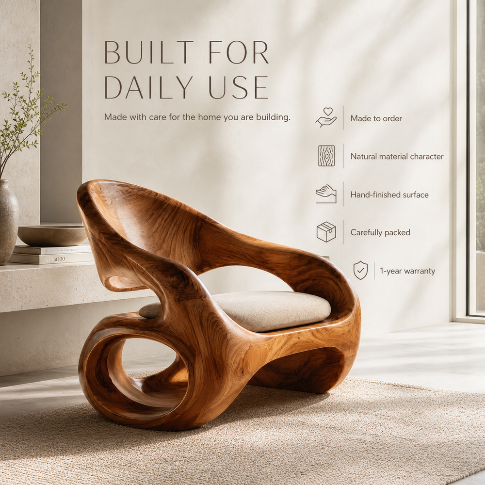 Alden Sculptural Natural Wood Lounge Chair - Design 020 - product image 09