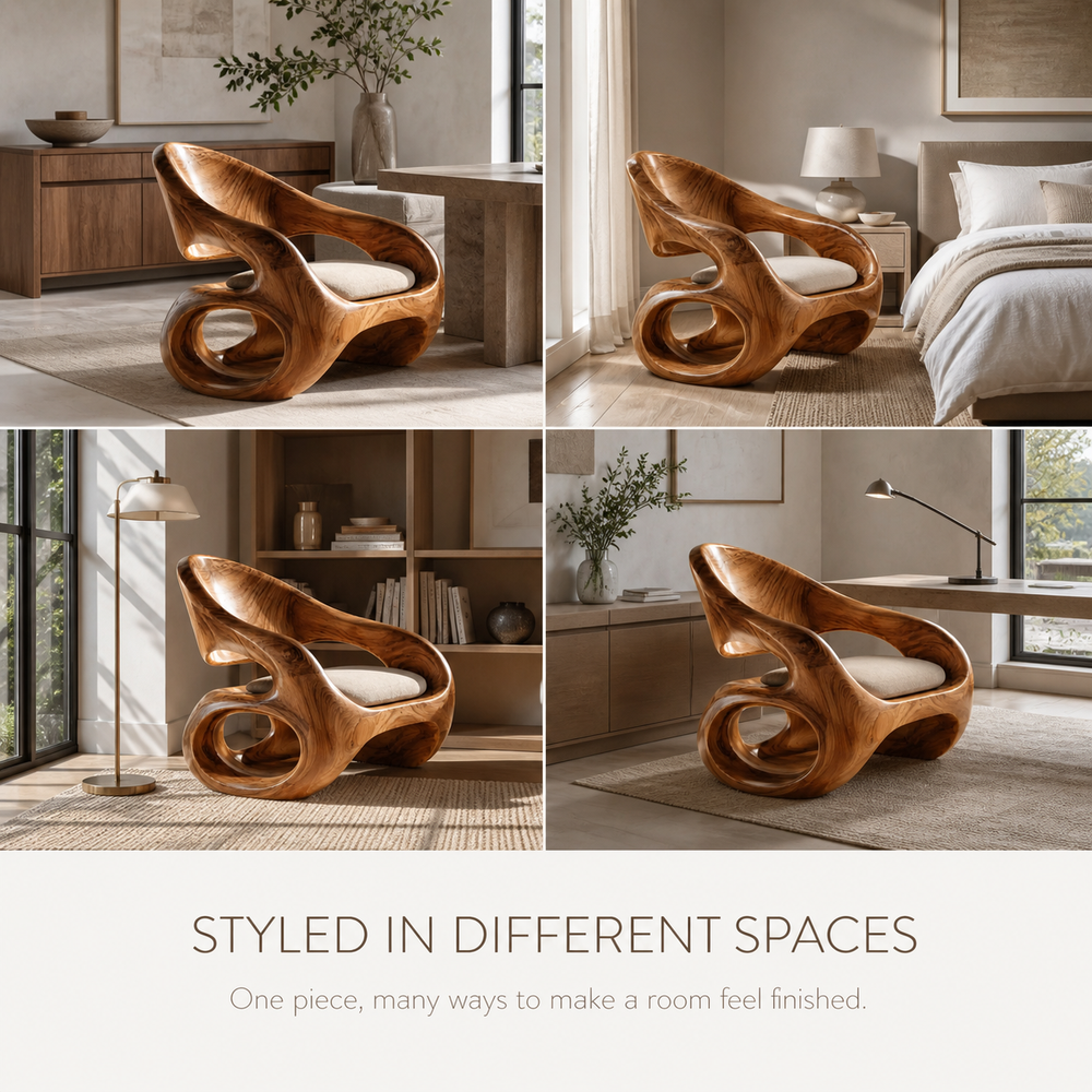 Alden Sculptural Natural Wood Lounge Chair - Design 020 - product image 10