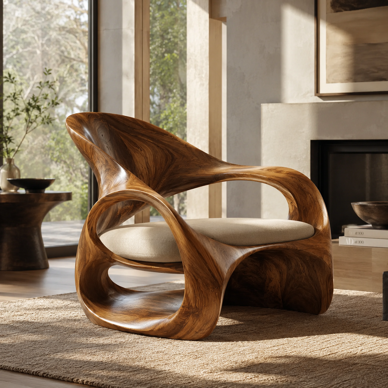 Mira Organic Natural Wood Lounge Chair - Design 021 - main view