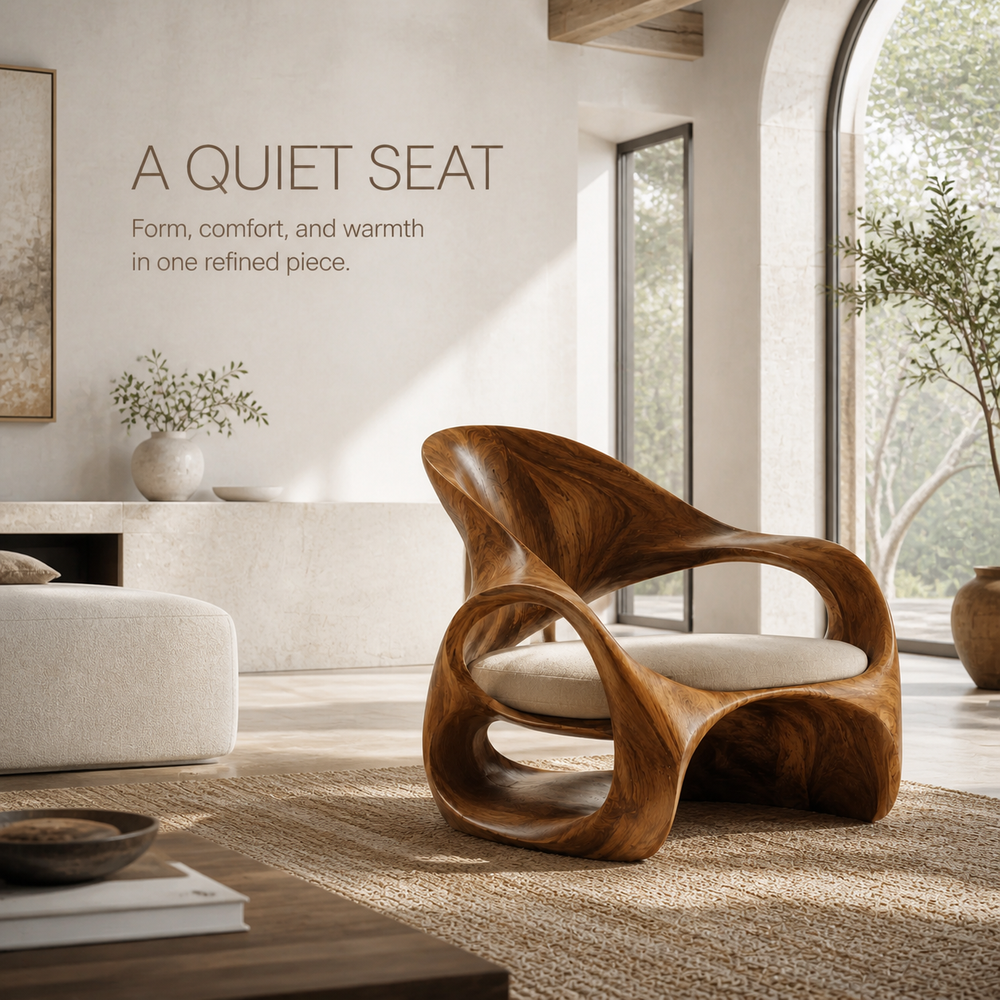 Mira Organic Natural Wood Lounge Chair - Design 021 - product image 02