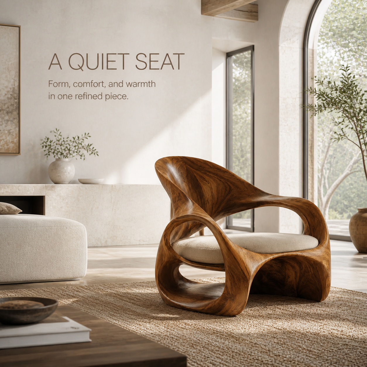 Mira Organic Natural Wood Lounge Chair - Design 021 - product image 02