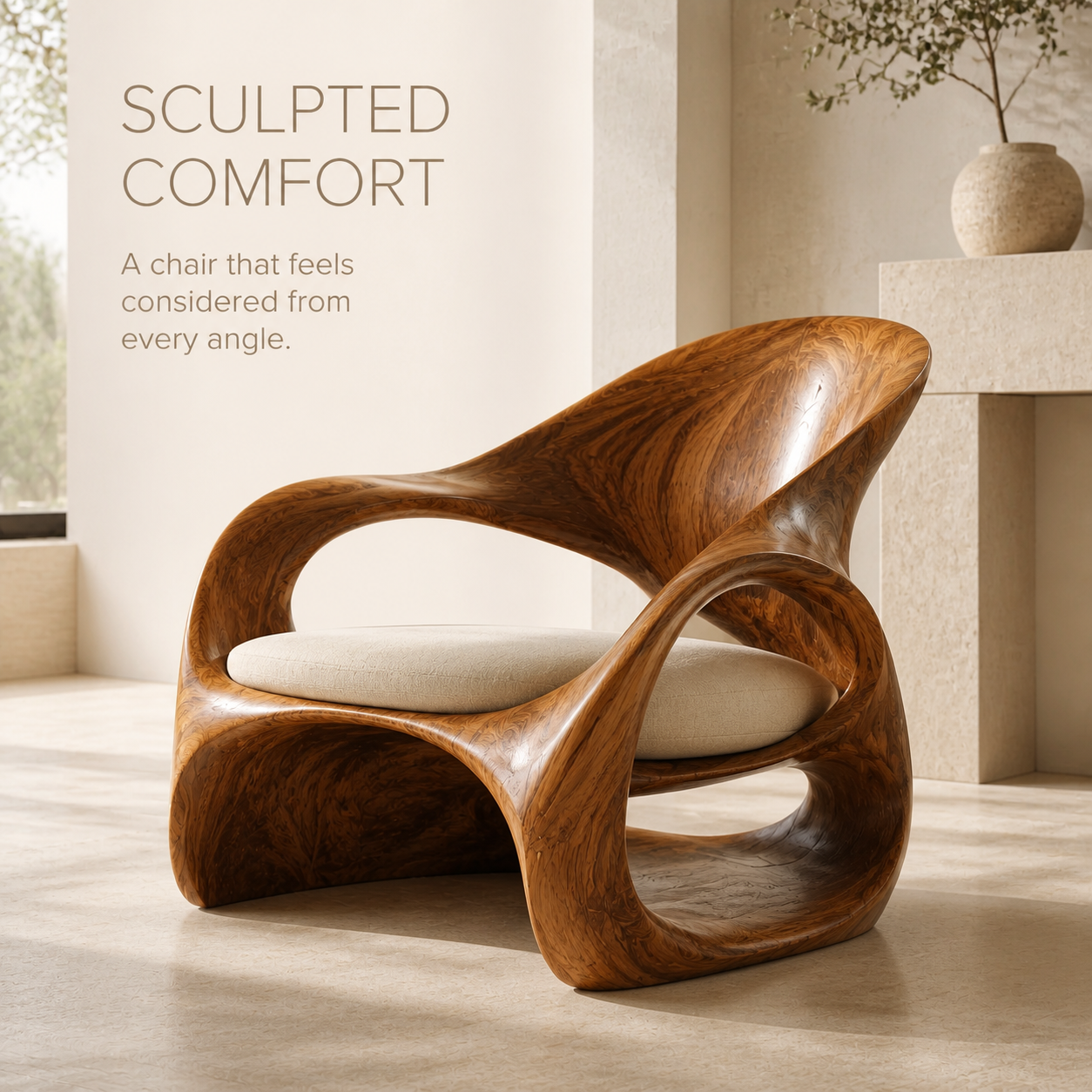 Mira Organic Natural Wood Lounge Chair - Design 021 - product image 03
