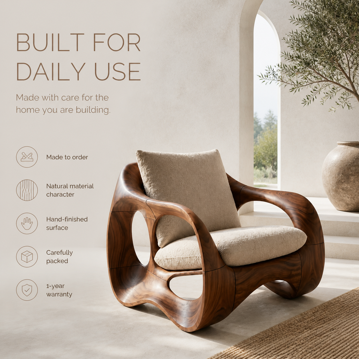 Rowan Hollow Form Natural Wood Chair - Design 022 - product image 09