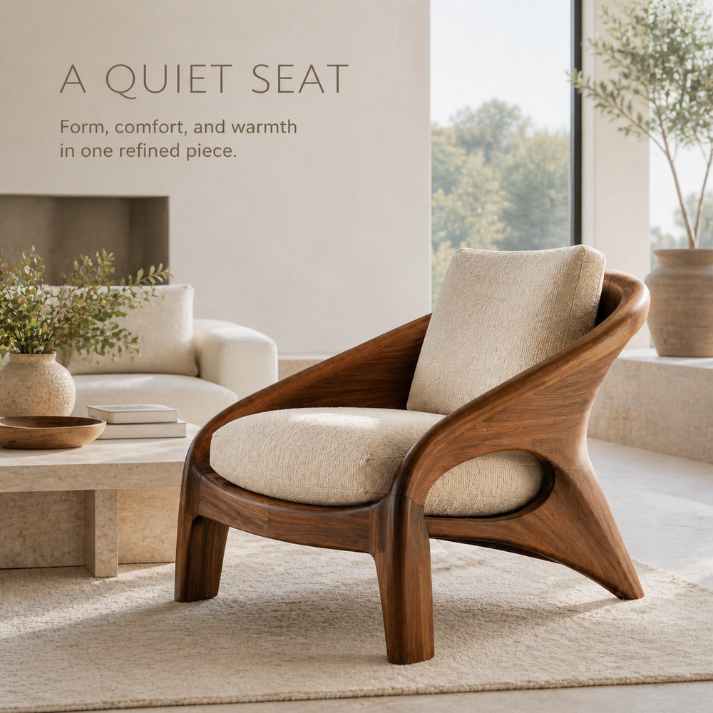 Liora Warm Natural Wood Accent Chair - Design 023 - product image 02