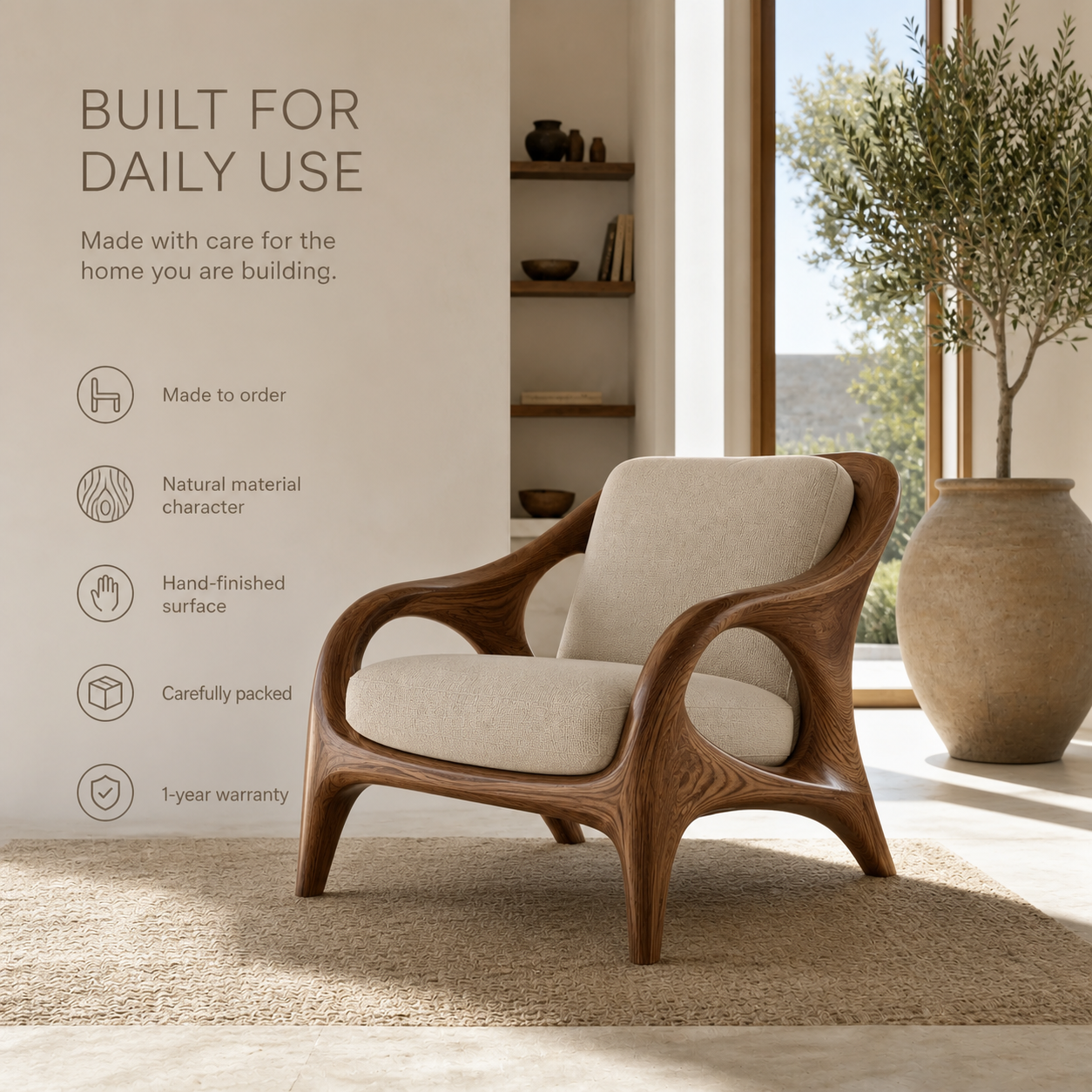 Soren Rounded Natural Wood Lounge Chair - Design 024 - product image 09
