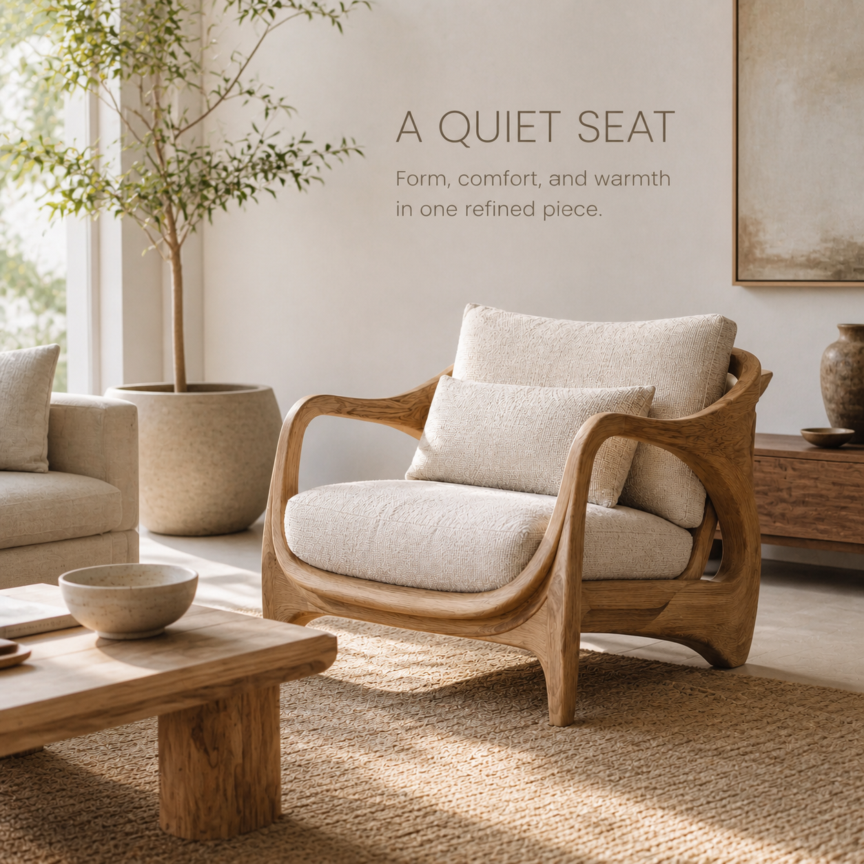 Brielle Sculpted Natural Wood Chair - Design 029 - product image 02