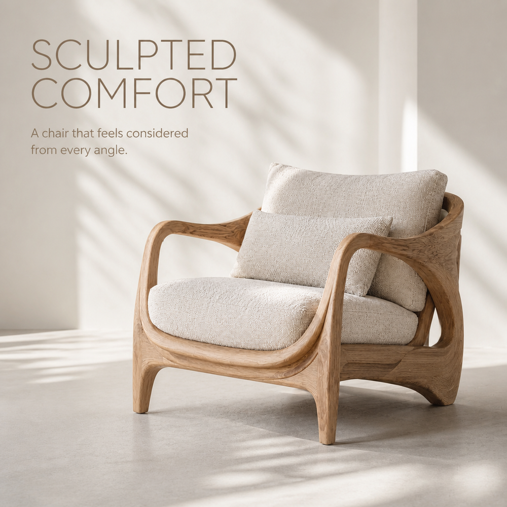 Brielle Sculpted Natural Wood Chair - Design 029 - product image 03