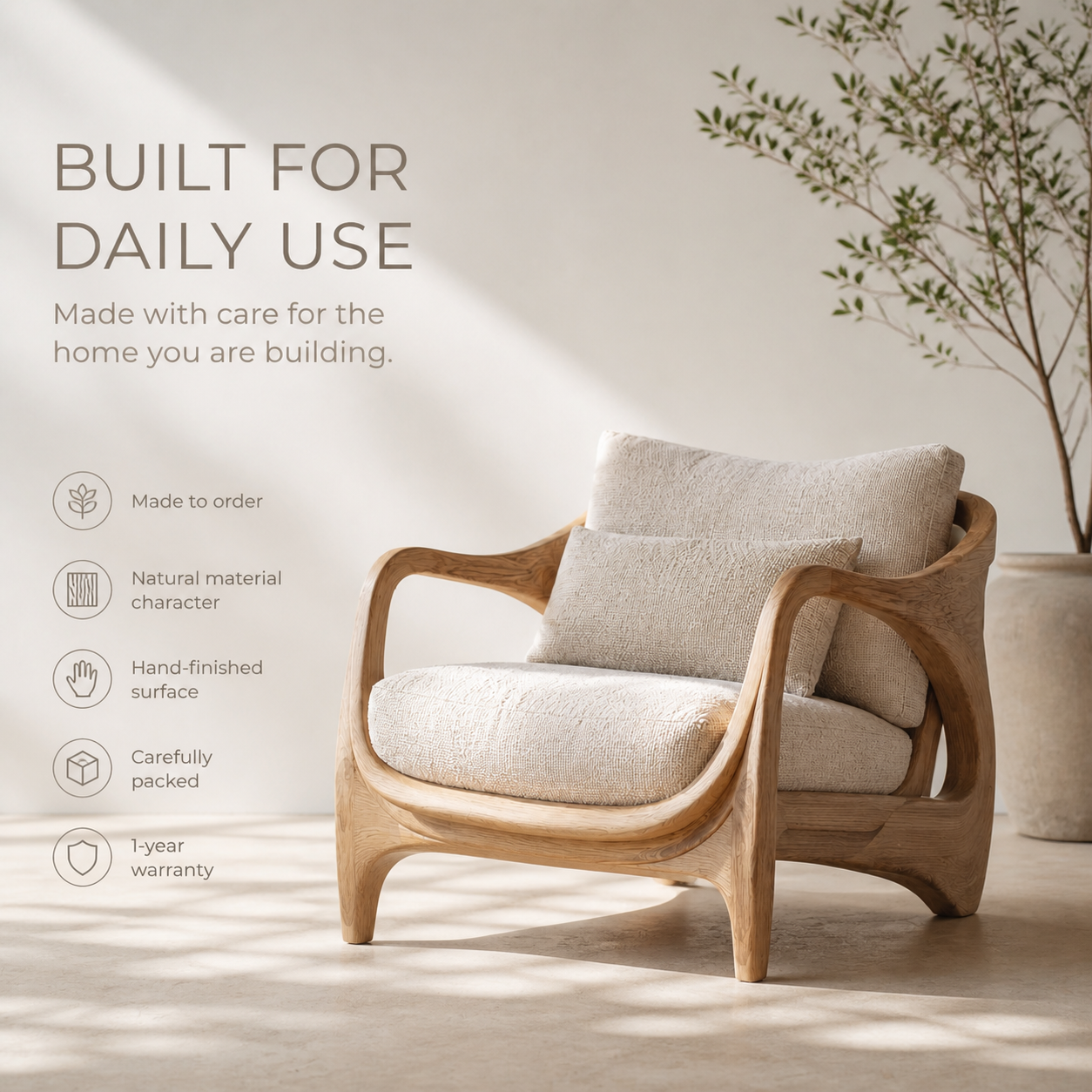 Brielle Sculpted Natural Wood Chair - Design 029 - product image 09