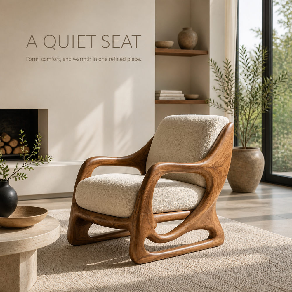 Marin Curved Natural Wood Lounge Chair - Design 030 - product image 02