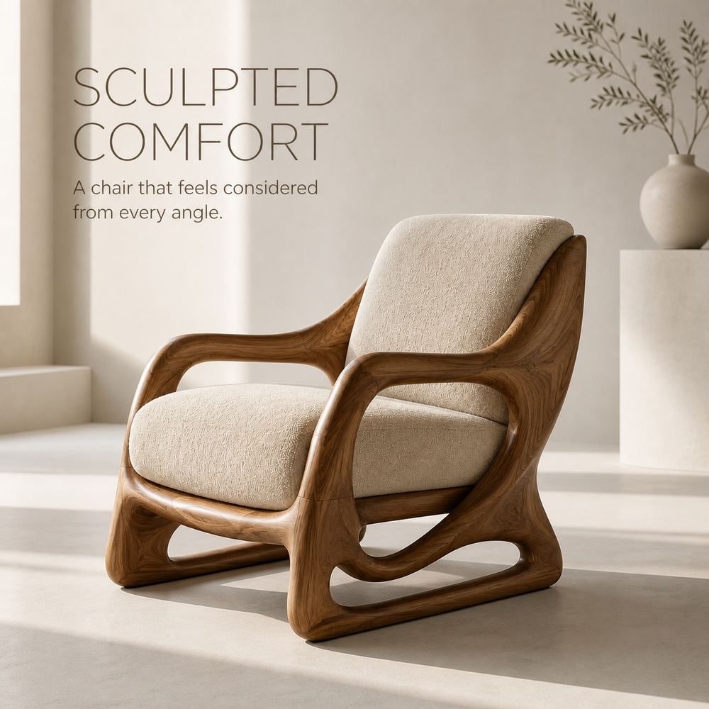 Marin Curved Natural Wood Lounge Chair - Design 030 - product image 03