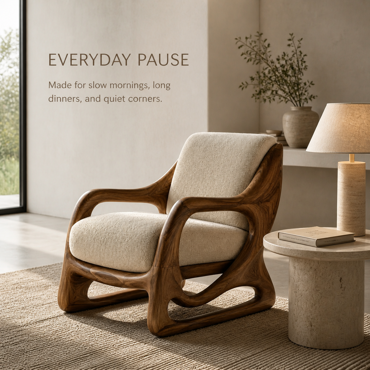 Marin Curved Natural Wood Lounge Chair - Design 030 - product image 07