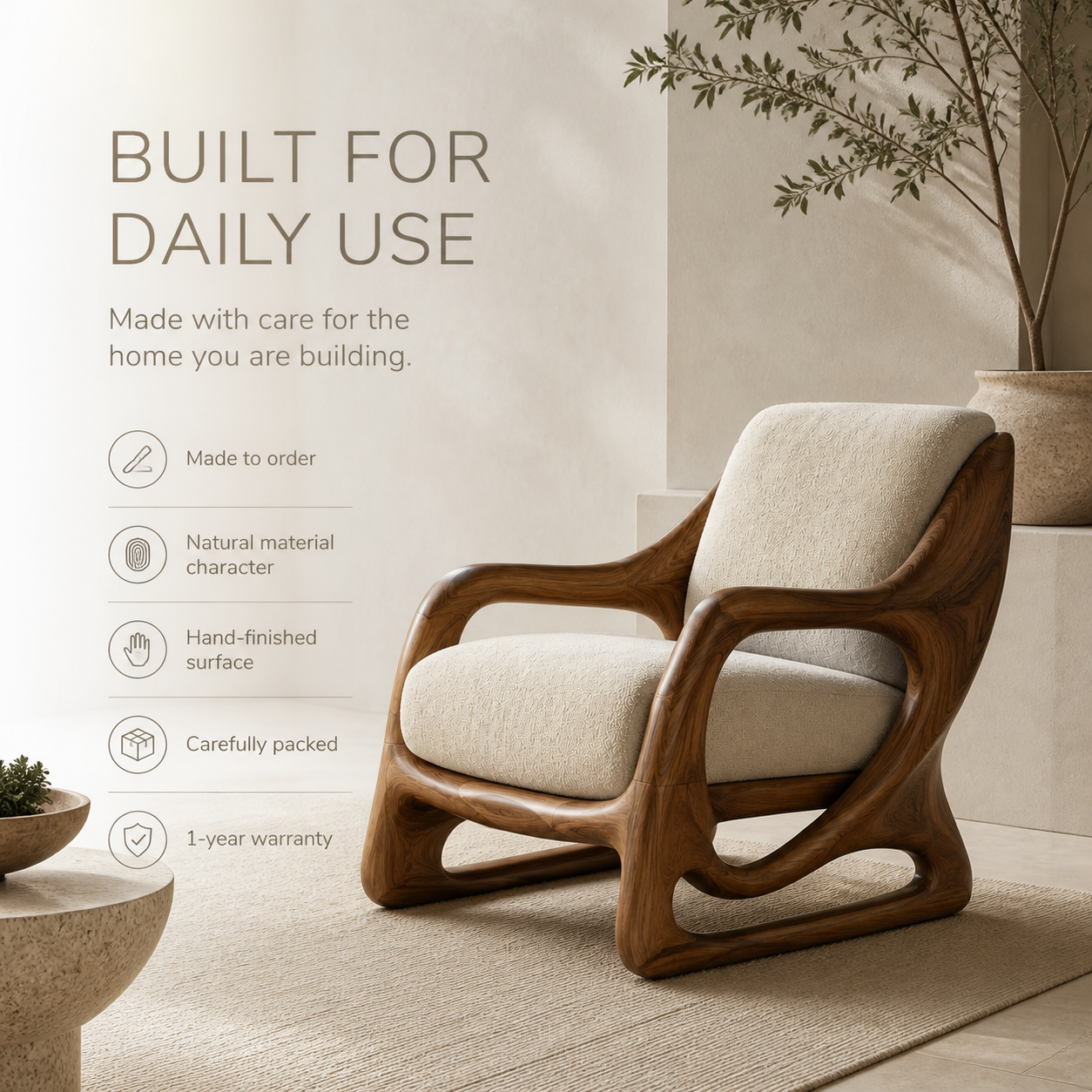 Marin Curved Natural Wood Lounge Chair - Design 030 - product image 09
