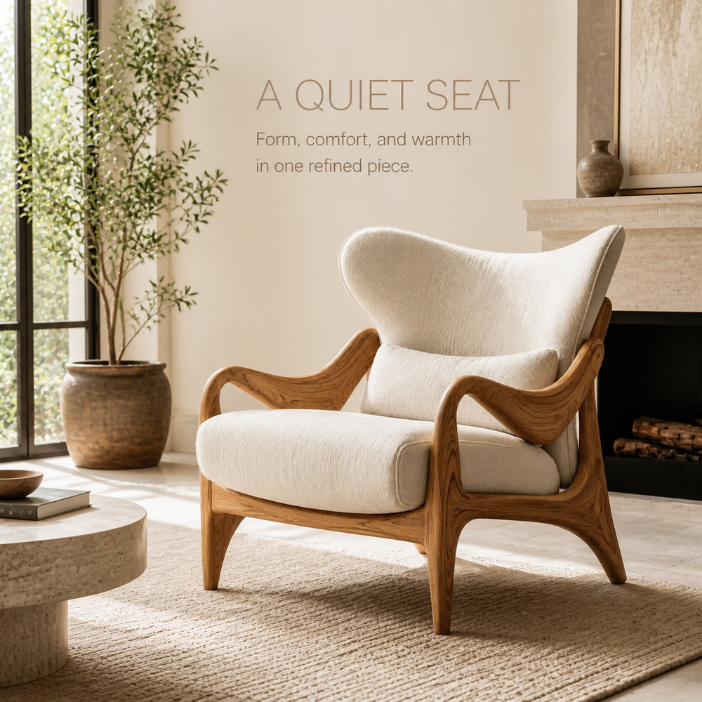 Selene Rounded Natural Wood Accent Chair - Design 031 - product image 02