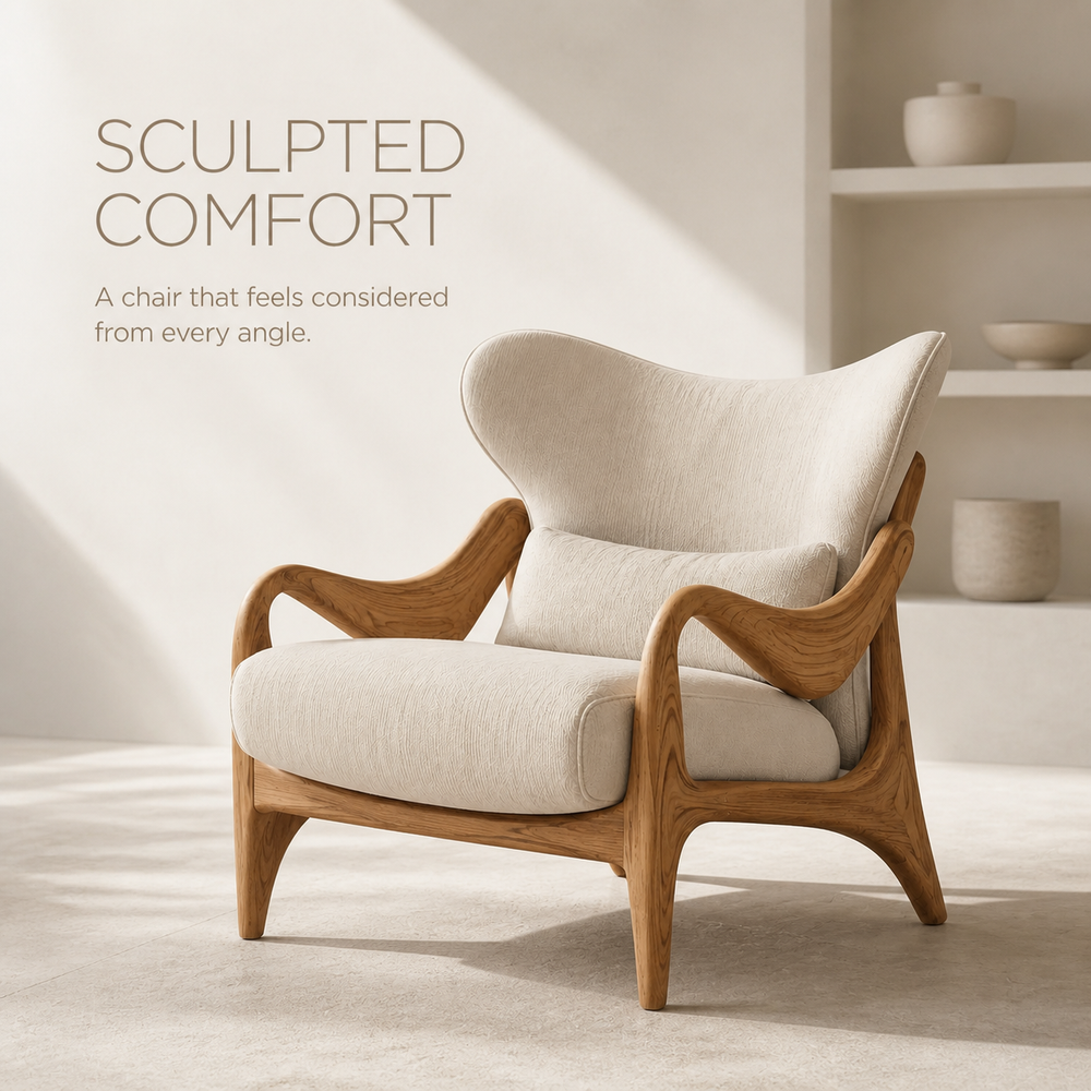 Selene Rounded Natural Wood Accent Chair - Design 031 - product image 03