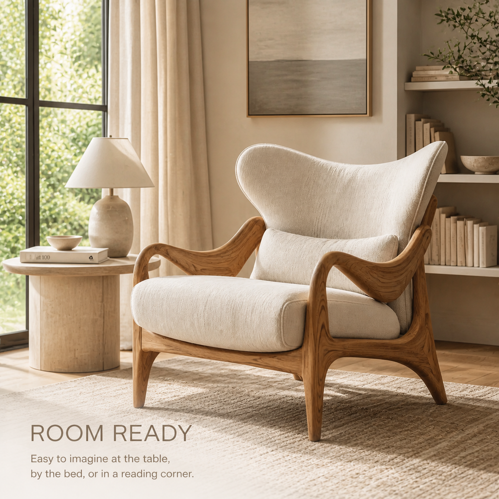 Selene Rounded Natural Wood Accent Chair - Design 031 - product image 04