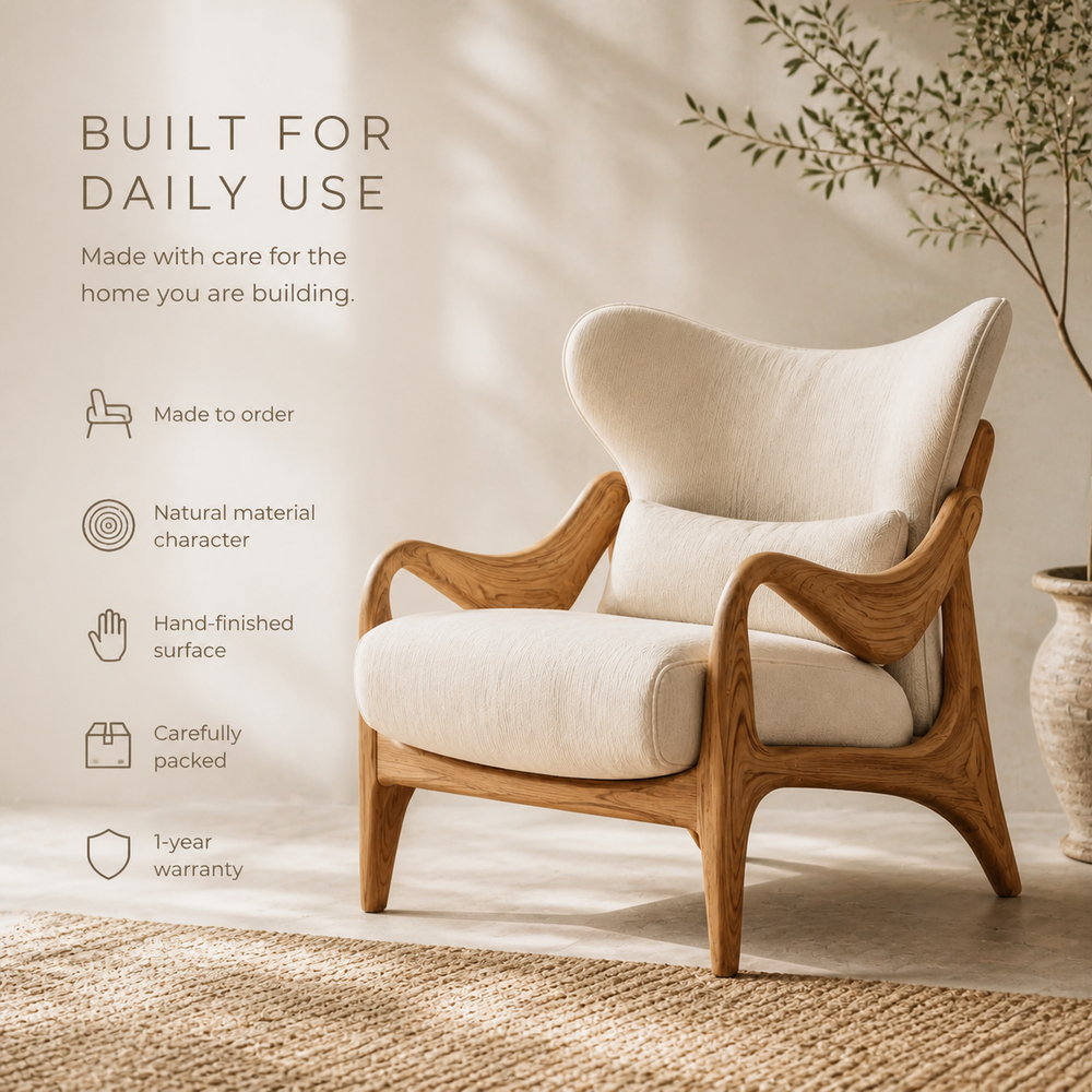 Selene Rounded Natural Wood Accent Chair - Design 031 - product image 09