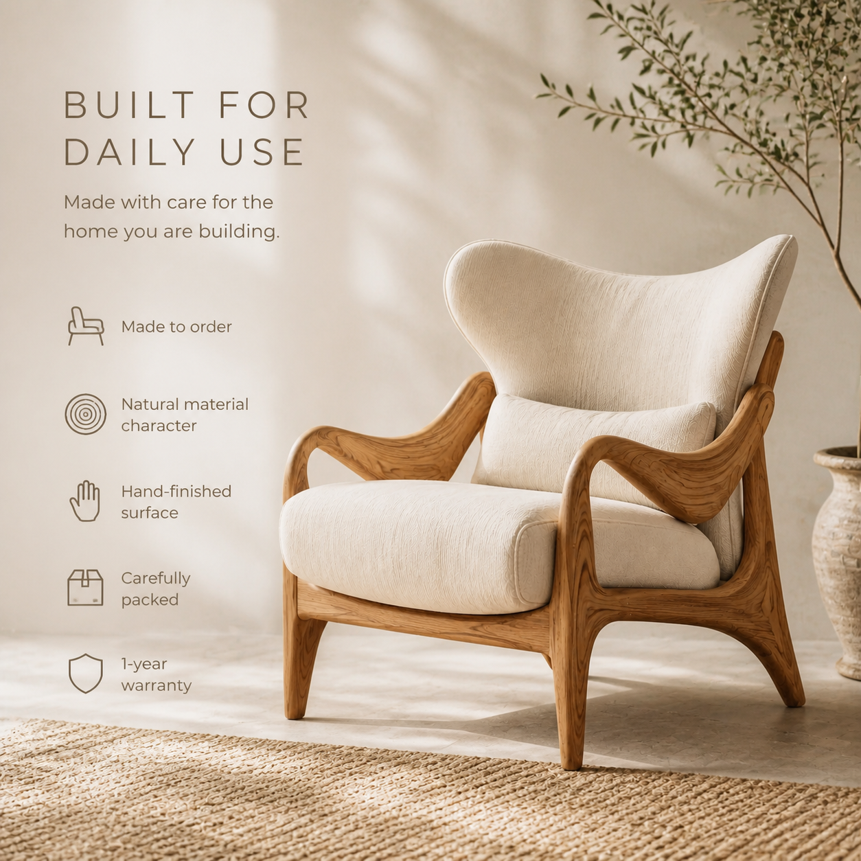 Selene Rounded Natural Wood Accent Chair - Design 031 - product image 09