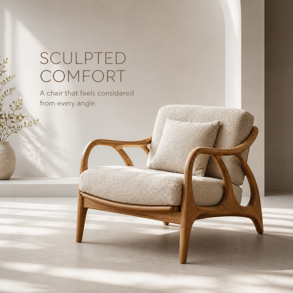 Alden Sculptural Natural Wood Lounge Chair - Design 032 - product image 03