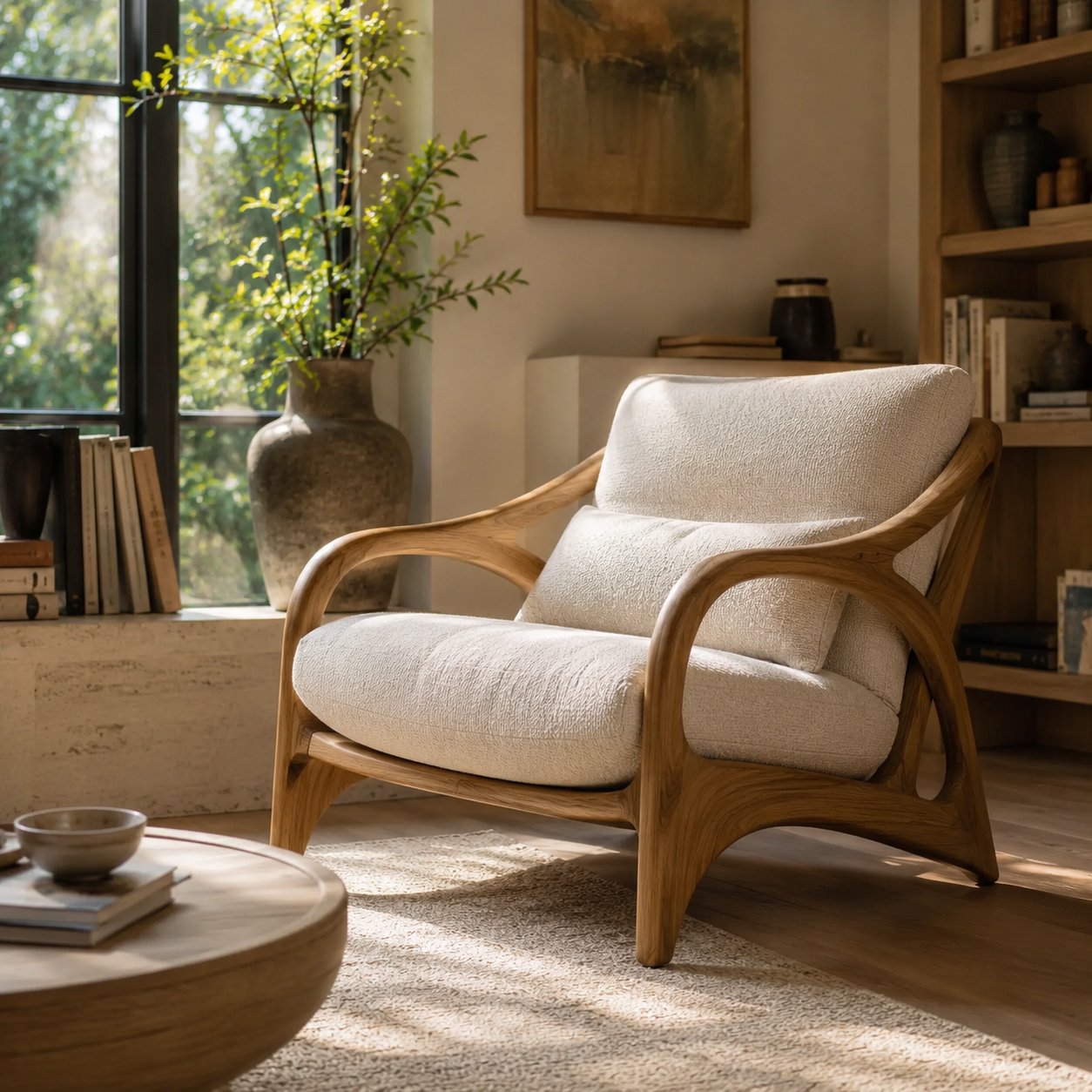 Mira Organic Natural Wood Lounge Chair - Design 033 - main view